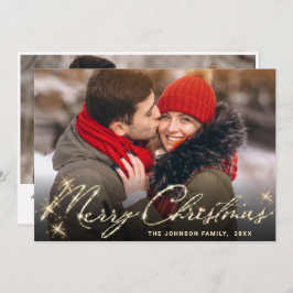 2 PHOTO Modern Gyllene jul Hälsning Julkort