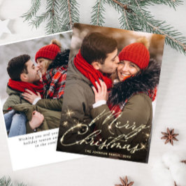 2 PHOTO Modern Gyllene jul Hälsning Julkort