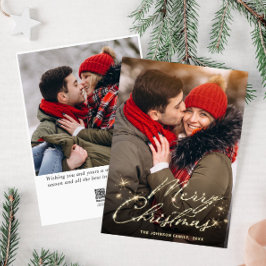 2 PHOTO Modern Gyllene jul Hälsning Julkort