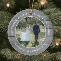 2 Photo Newlyweds First jul Faux Grått Wood