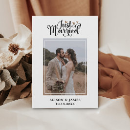 2 Photo Ny gifta Modern Script Heart Bröllop Meddelande