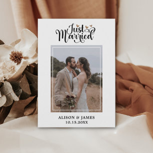 2 Photo Ny gifta Modern Script Heart Bröllop Meddelande
