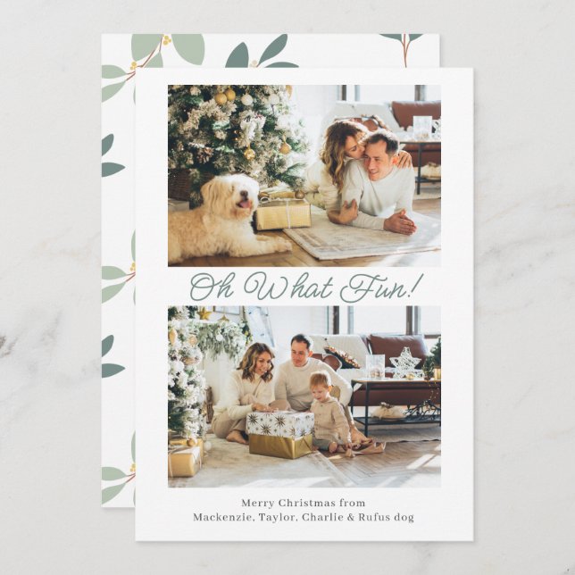 2 Photo Oh Vilken Roligt jul Julkort (Fram/baksida)