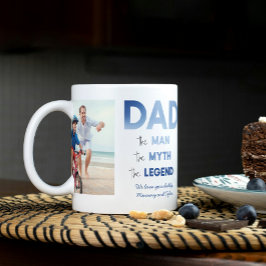 2 Photo PAPPA The Man Myth Legend Blue Personlig Kaffemugg