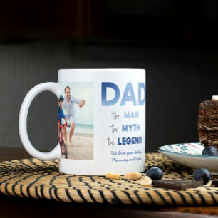 2 Photo PAPPA The Man Myth Legend Blue Personlig Kaffemugg