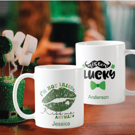 2 Photo Patrick's Day Grönt Kiss, Me Mister Lucky Kaffemugg