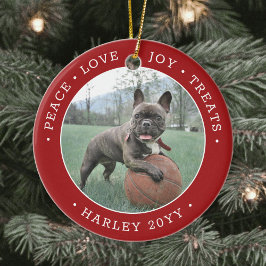 2 Photo Peace Kärlek Joy Treats Cute Red & White Julgransprydnad Keramik