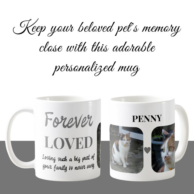 2 Photo Pet Loss Keepsaké Pet Memorial grått Kaffemugg (Skapare uppladdad)
