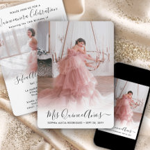 2 Photo Quinceanera Elegant Script 15:e födelsedag