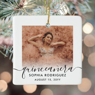 2 Photo Quinceañera Keepsaké 15:e födelsedagen Mod Julgransprydnad Keramik