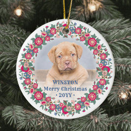 2 Photo Retro Helgdag Blommigt Julfrand Julgransprydnad Keramik