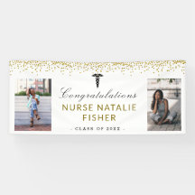 2 Photo Script-Grattisar Nurse Guld Confetti