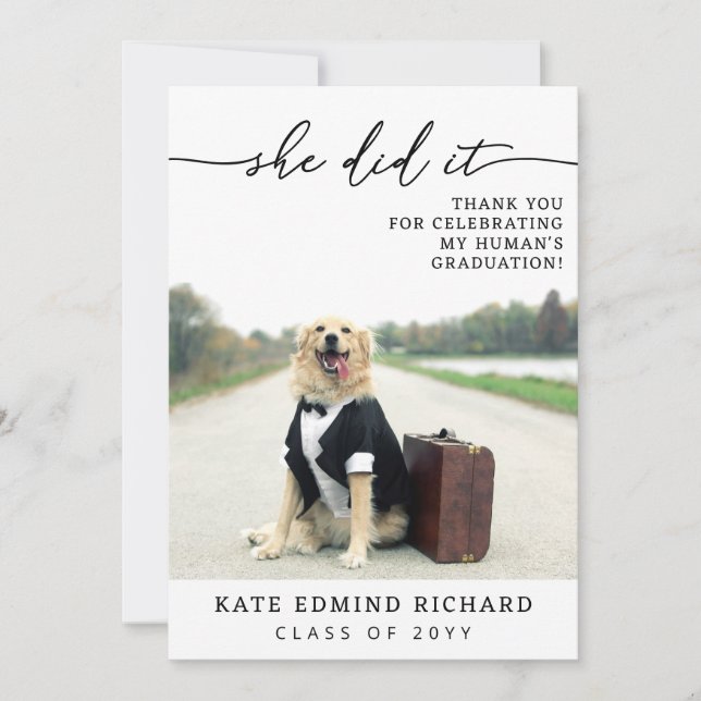2 Photo Script Heart Dog Graduation   Tack Kort (Framsida)