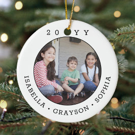 2 Photo Simple Typography Year Black and White Julgransprydnad Keramik