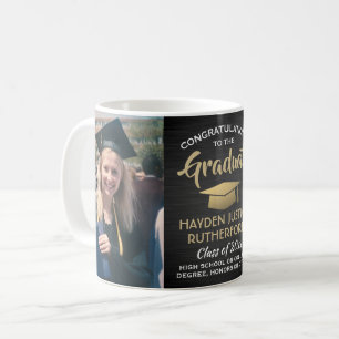 2 Photo Studenten Brushed Black Guld och White Kaffemugg