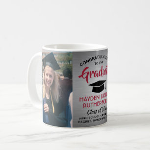 2 Photo Studenten Brushed Grått Red och Black Kaffemugg