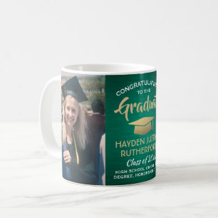 2 Photo Studenten Brushed Grönt Guld och White Kaffemugg