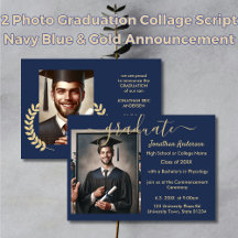 2 Photo Studenten Collage Script Blue & Guld