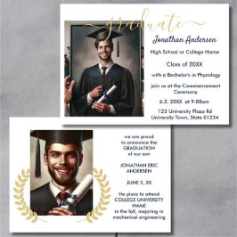 2 Photo Studenten Collage Script Navy Blue White Meddelande