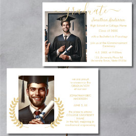 2 Photo Studenten Collage Script White & Guld Meddelande