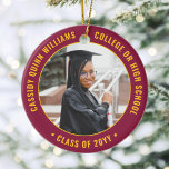 2 Photo Studenten Elegant Maroon Red Guld Gult Julgransprydnad Keramik<br><div class="desc">Minneshögtidlighålla student prestation med en elegant maron och guld gult anpassningsbar två foto studenten runt keramiska julprydnad. Bilder och all text är enkla att anpassa och kan vara olika framtill och bakåt. (IMAGE & TEXT DESIGN TIPS: 1) Lägg till blanksteg i början eller slutet om du vill justera skrivläget. 2)...</div>
