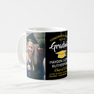 2 Photo Studenten Gratulerar Black Guld Gult Kaffemugg