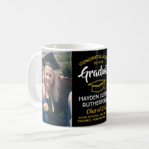 2 Photo Studenten Gratulerar Black Guld Gult Kaffemugg