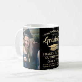 2 Photo Studenten Gratulerar Elegant Black och Gul Kaffemugg