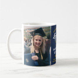 2 Photo Studenten Gratulerar Navy Blue Guld Gult Kaffemugg
