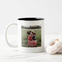 2 Photo Template Double Sided Love Text Två-Tonad Mugg