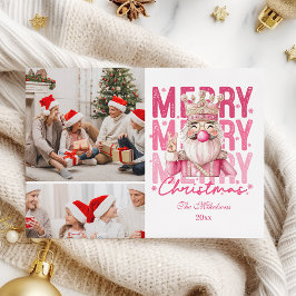 2 Photo Vintage Pink Nutcracker Christmas  Julkort