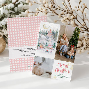 2 Photo Whimsical Winter Village God jul Julkort