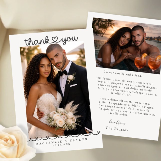 2 Photographs Personalized Wedding With Message  Tack Kort (2 Photographs Personalized Wedding With Message Thank You Card by Ricaso. A modern chic photo card
)