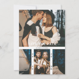 2 Photos Chic Trendy Collage Wedding Minimalist Spara Datumet