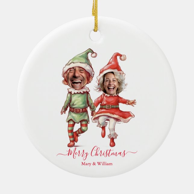 2 Photos Christmas elves  Julgransprydnad Keramik (Baksidan)