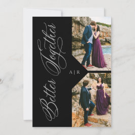 2 Photos Collage Silver Whimsical Luxury Modern Inbjudningar