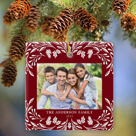 2 Photos Family Winter Greenery Red jul Julgransprydnad Keramik
