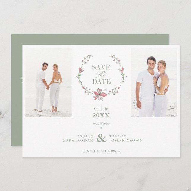 2 Photos Grönt Blommigt Collage Bröllop Covid19 (Fram/baksida)