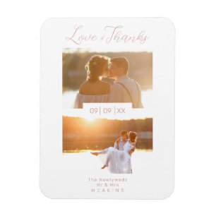 2 Photos Modern Collage Bröllop Wimshical Script Magnet