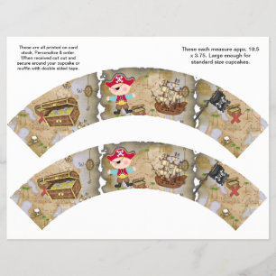 2 Pirattema Anpassade Cupcake Omslag Reklamblad
