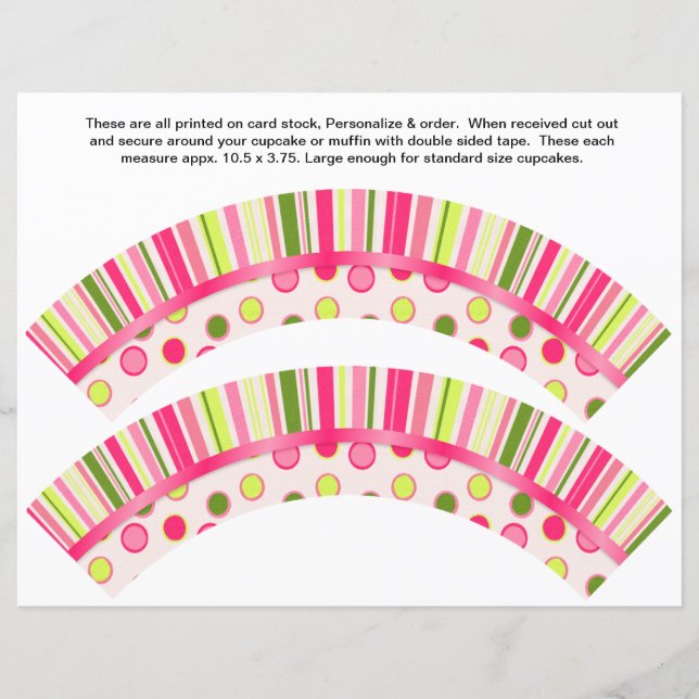 2 Polka Dot Birthday Personalize Cuptårta Wrappers (Framsida)