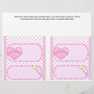 2 Princess Birthday Anpassningsbar Candy Pub Wrapp Reklamblad