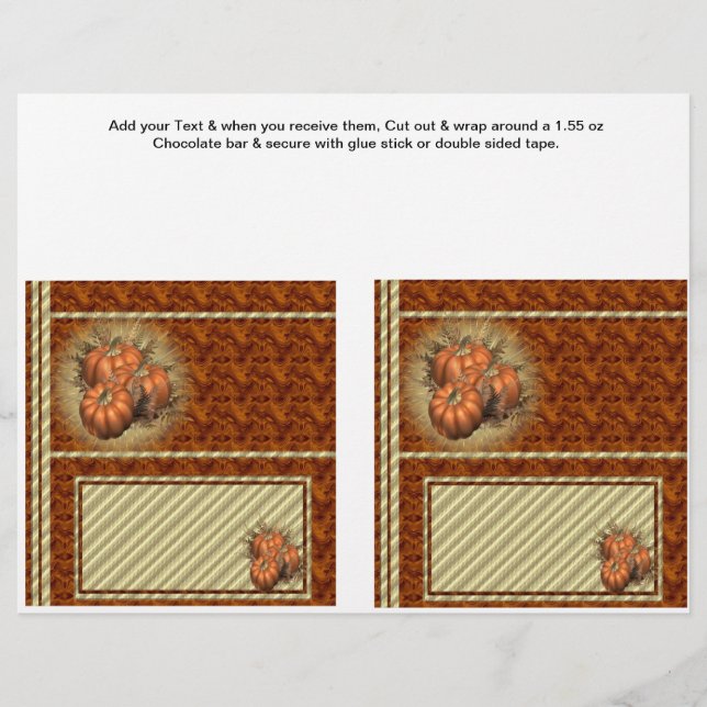 2 Pumpkin Fall Anpassningsbar Hersheys Candy Pub W Reklamblad (Framsidan)