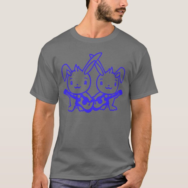 2 Rabbiteamwo Bunny Friend Crew Spelar Gitarr tjej T Shirt (Framsida)