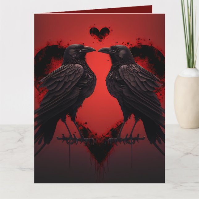 2 Raven och Gothic Heart Kort (Framsida)
