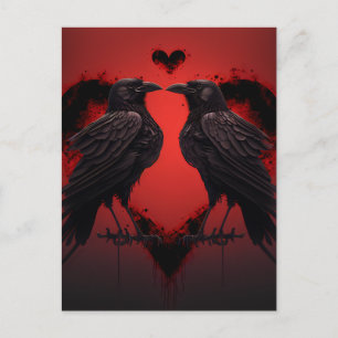 2 Raven och Gothic Heart Vykort