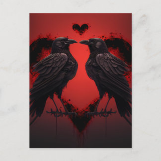2 Raven och Gothic Heart Vykort