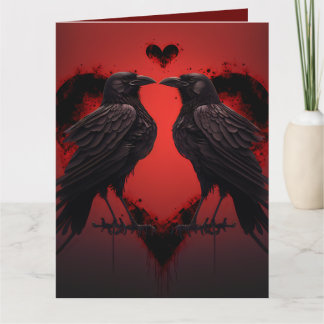 2 Raven och gotiskt hjärta Kort