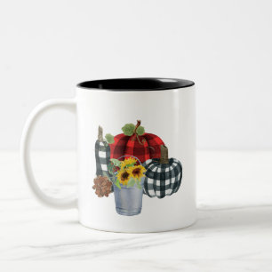 2 Red & Black & White Buffalo Play Fall Mugg