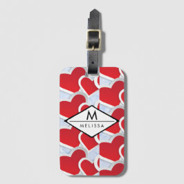 2 Red Hearts Upprepande Mönster Cute Bagagebricka